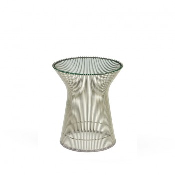 Mesa Auxiliar Platner Níquel Vidrio Ø40x46 ERF-0