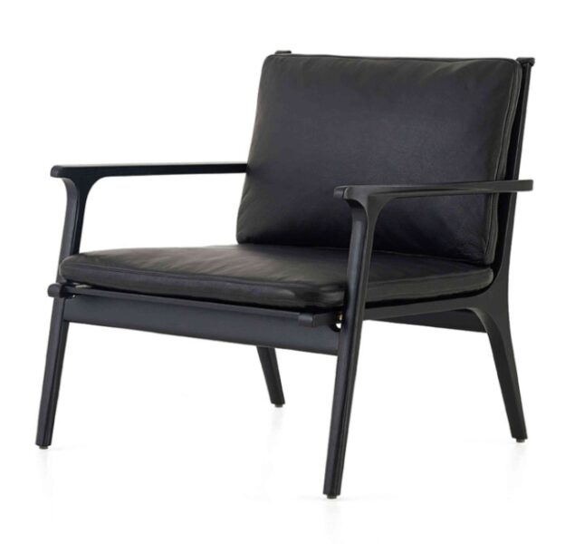 Rén Natural Walnut / Black Bellagio 7925 Leather Lounge Chair FQD-278847