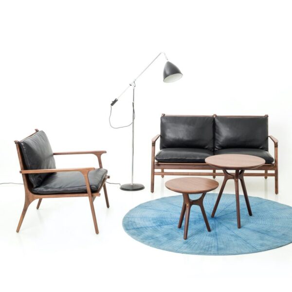 Sillón Rén Nogal Natural / Piel Bellagio Negro 7925 ERF-278848