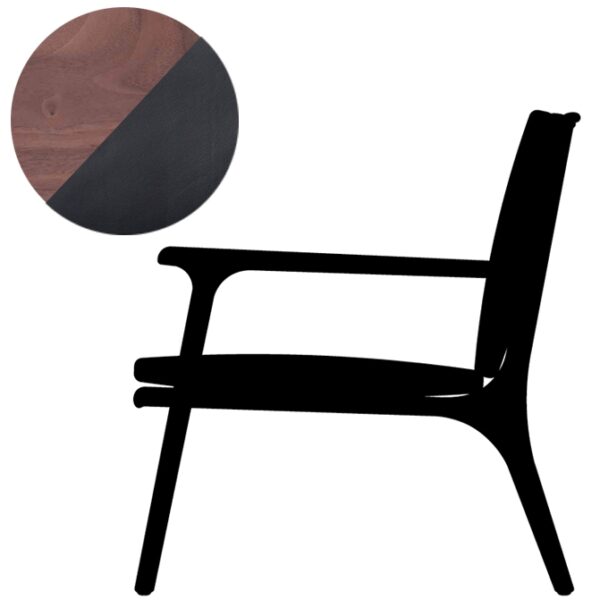 Sillón Rén Nogal Natural / Piel Bellagio Negro 7925 ERF-0