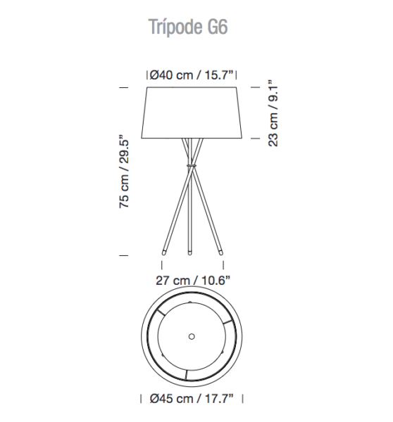 Lámpara Trípode G6 Negro ER-321092