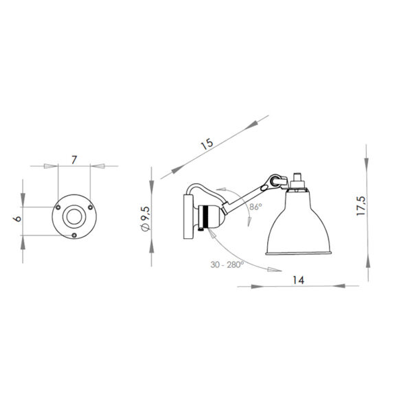 Lámpara Nº304 Wall Round Cobre Raw / Sin Cable / Sin Interruptor ER-324814