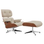 Eames Lounge Chair & Ottoman / Fabric Nubia Crema - Arena 03 / Cerezo Americano ER