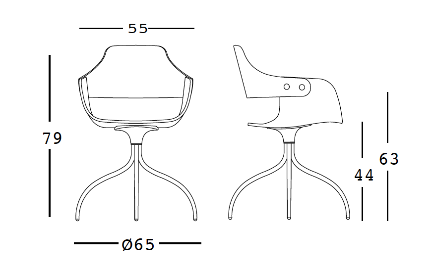 Silla Showtime Giratoria / Roble Teñido / Tapizado Rombos Teja Piel F20-370763