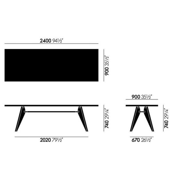 Mesa S.A.M. Bois 240 x 90 / Roble Natural ER-369562