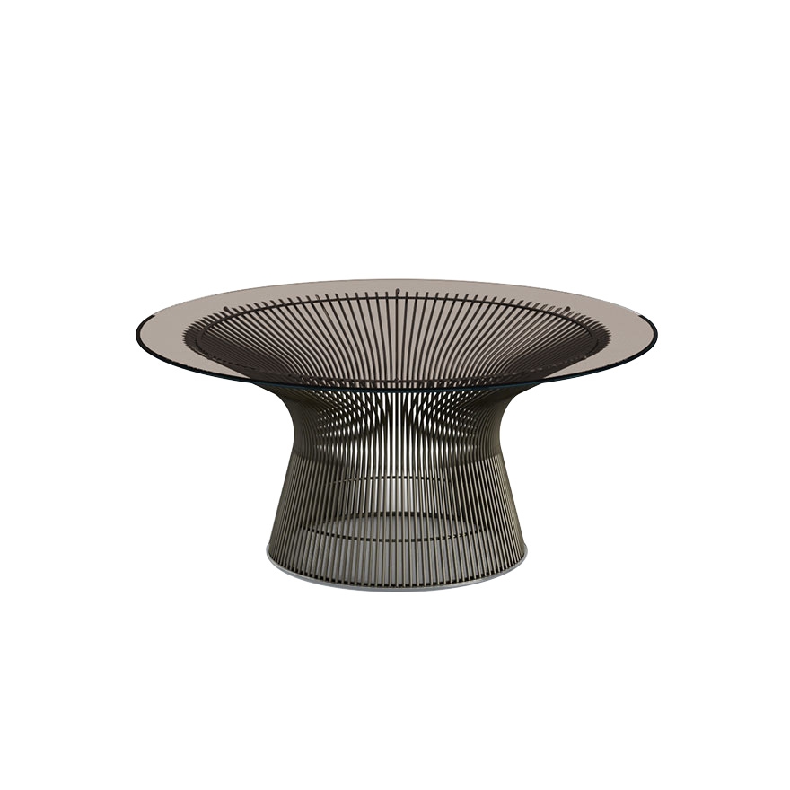 Mesa Auxiliar Platner Bronce Vidrio Ø915x385 ER-0