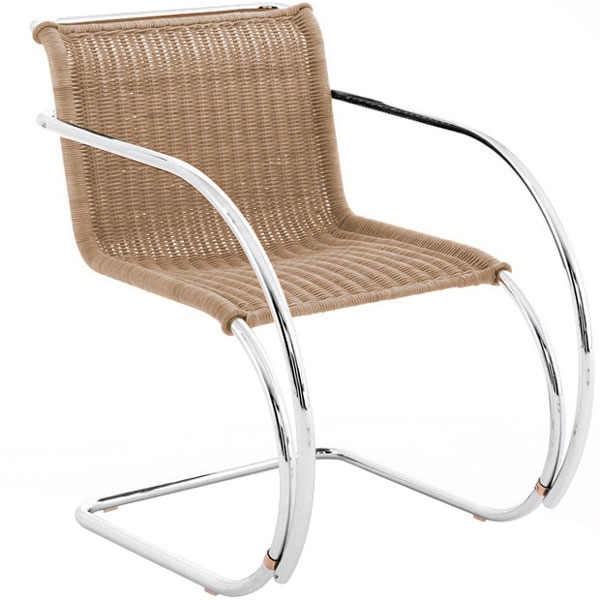 Silla MR Rattan / Estructura Cromado Con Brazos-0
