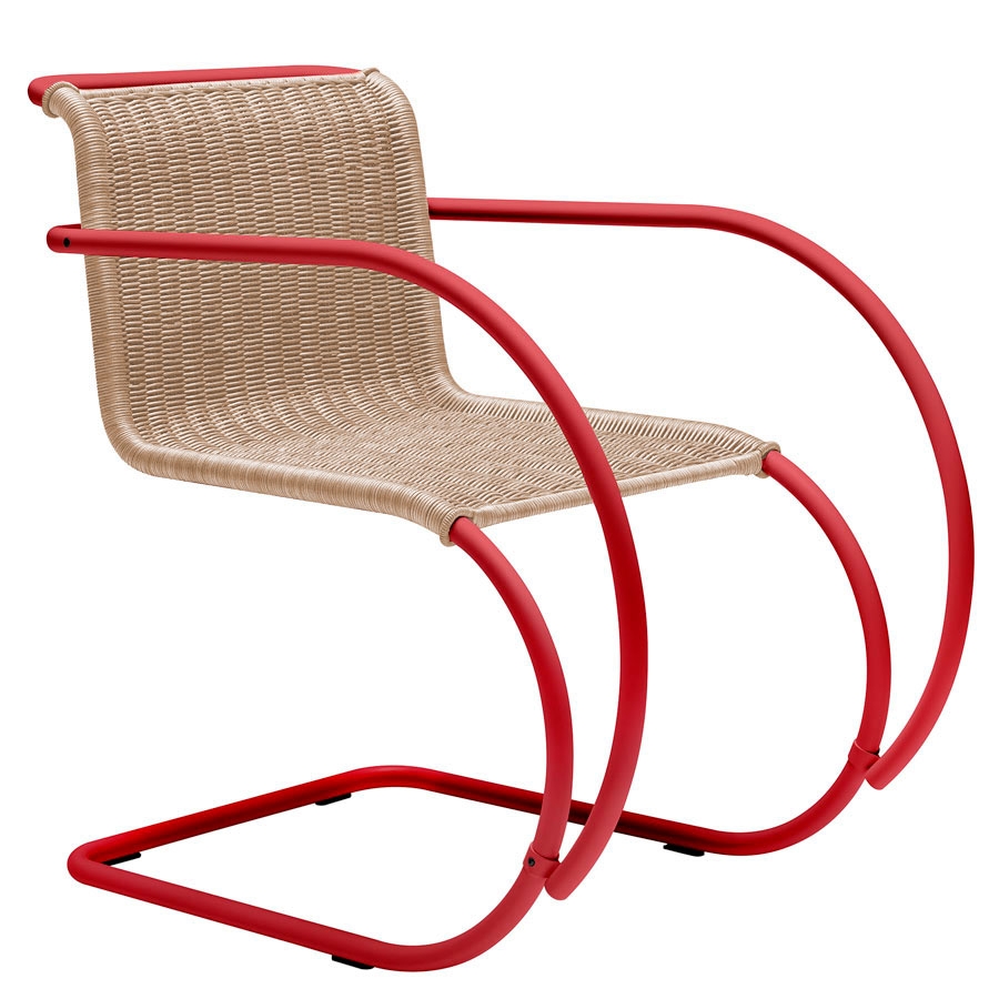 Silla MR Rattan / Estructura Rojo Oscuro Con Brazos