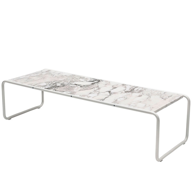 Mesa Laccio Coffee Estructura Blanco / Sobre Mármol Arabascato
