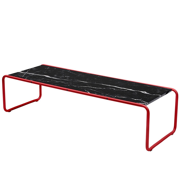 Mesa Laccio Coffee Estructura Rojo Oscuro / Sobre Mármol Marquina