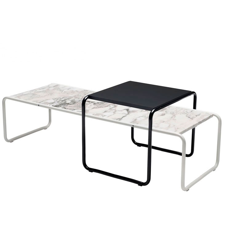 Set Laccio Estructuras Blanco y Onyx / Sobres Mármol Arabascato y Laminado Negro