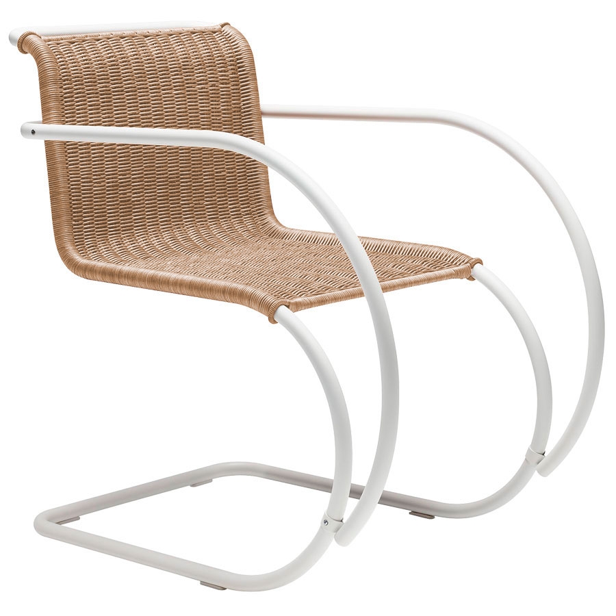 Silla MR Rattan / Estructura Blanco Con Brazos