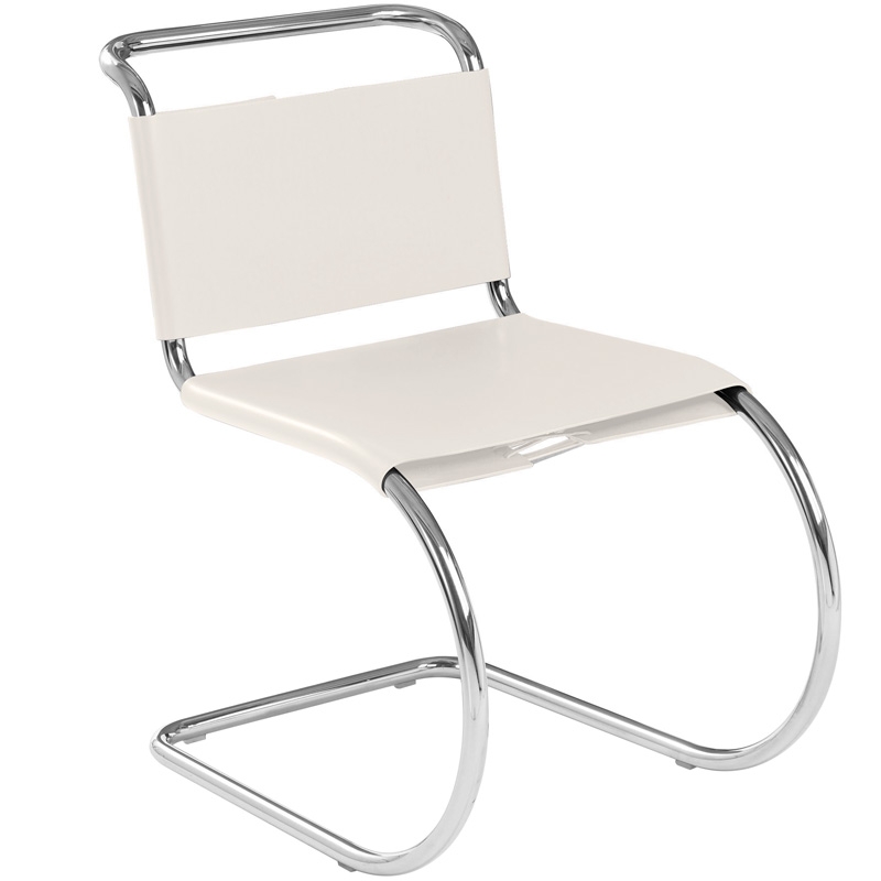 Silla MR Piel Blanco Beige / Estructura Cromado