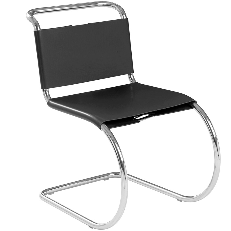 Silla MR Piel Negro / Estructura Cromado