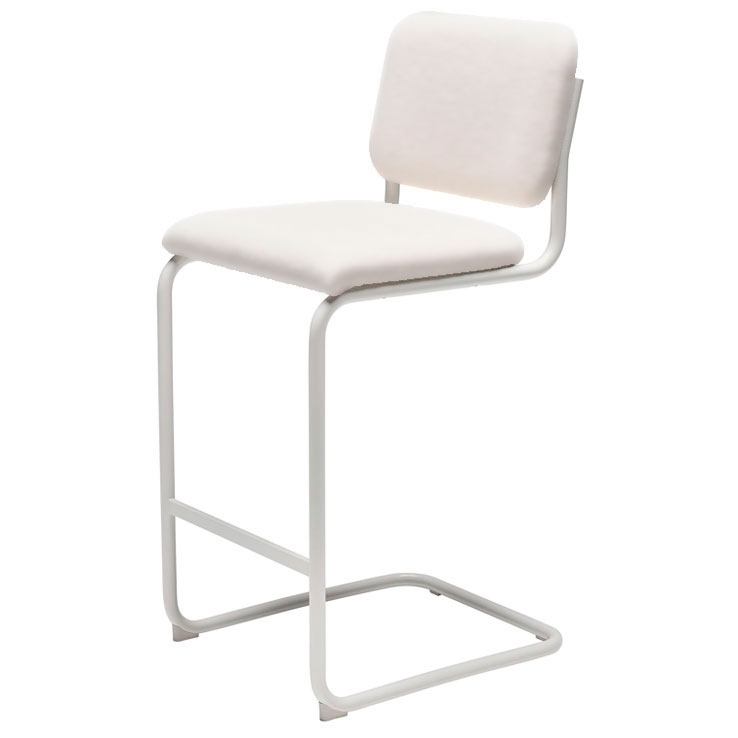 Taburete Cesca Tapizado Piel Volo Blanco / Estructura Blanco Mate-0