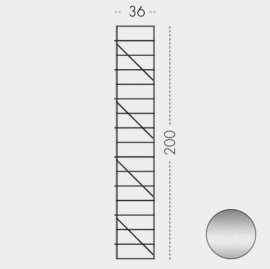 Estructura 200 x 36 cm Cromado