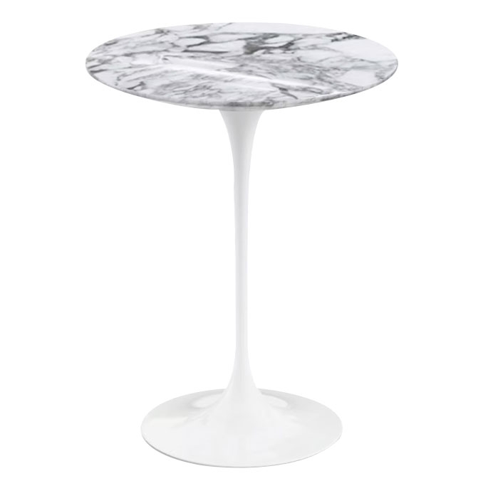 Mesa Saarinen Round Side Ø410x520 mm Mármol Arabescato Base Blanca ER-0
