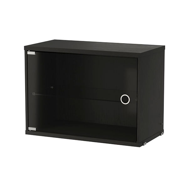 Armario Vitrina Puerta Batiente 58x30x42 Fresno Teñido Negro