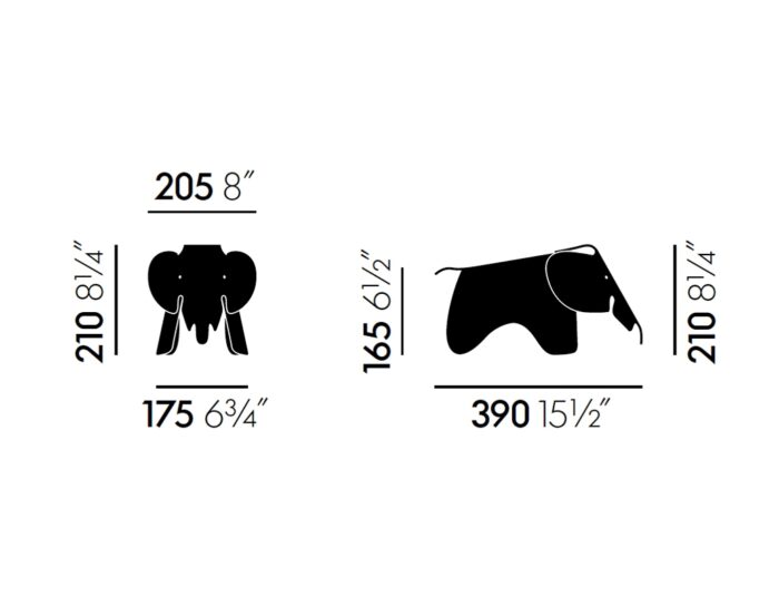 Eames Elephant Small Negro Oscuro ER